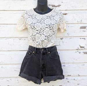 Sz Sm Victoria's Secret Vintage Sheer Lace Top - 1990's